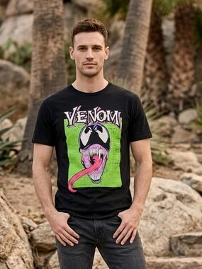 Marvel Venom Black XL Tee w/ Venom Graphic On Front EUC